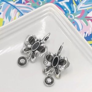 🍀 Butterfly Silver Tone Enamel Euro Hook Earrings